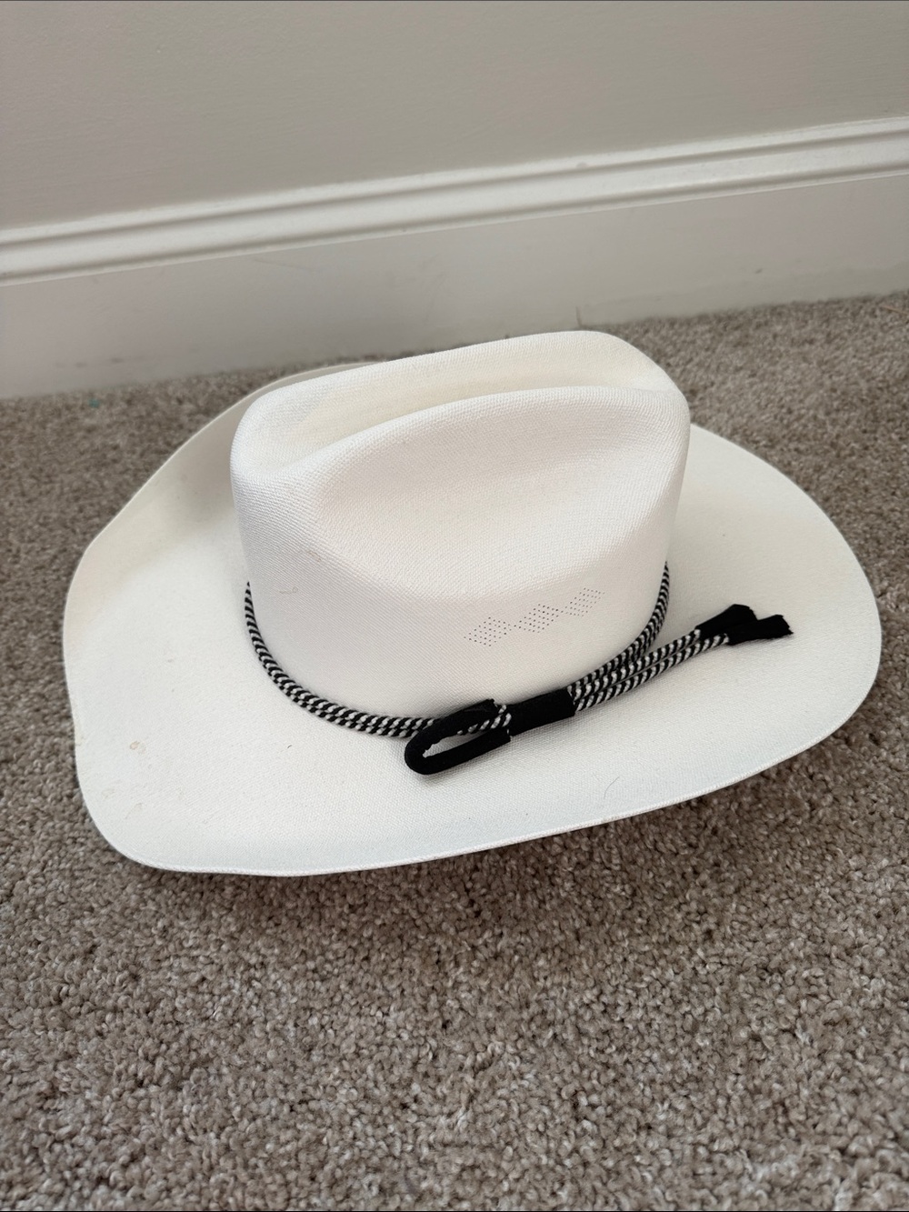 White Western Cowboy Hat with Black Braided Band